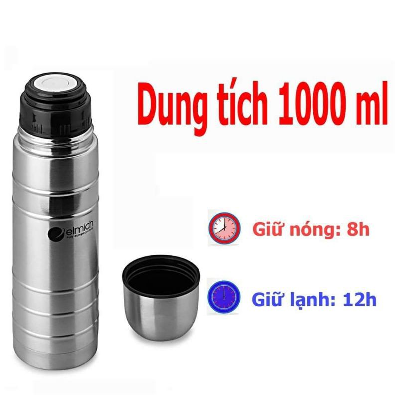 🔥Bình giữ nhiệt Elmich 5198 1 lít inox 304