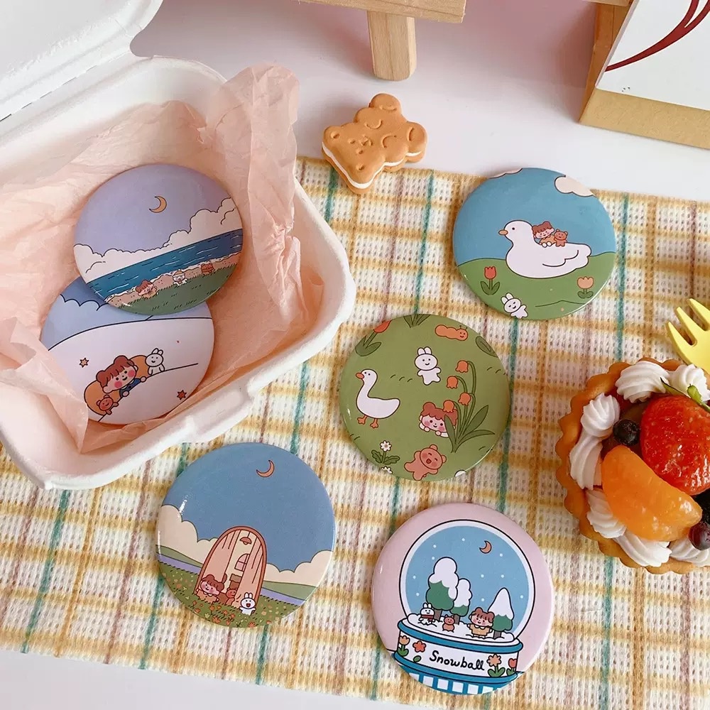 MS506 Gương tròn bỏ túi in hình dễ thương loại đẹp