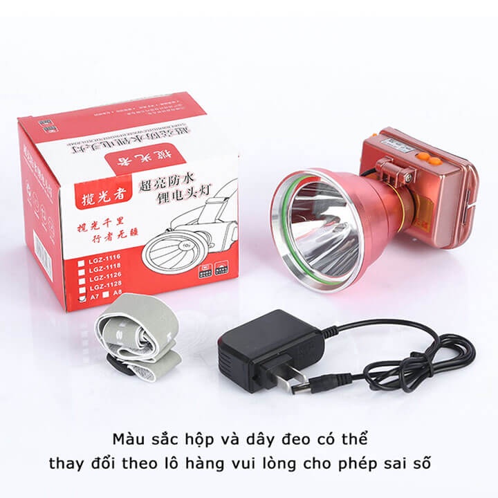 Đèn pin đội đầu 500W siêu sáng chiếu xa 500m, chống nước, pin trâu sử dụng 8-10 tiếng, đèn đội đầu cao cấp chóa lớn 10cm