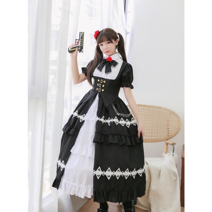 Nhật bản anime tokisaki kurumi cosplay trang phục cho phụ nữ ngày a live lolita maxi dress socks set halloween party outfits