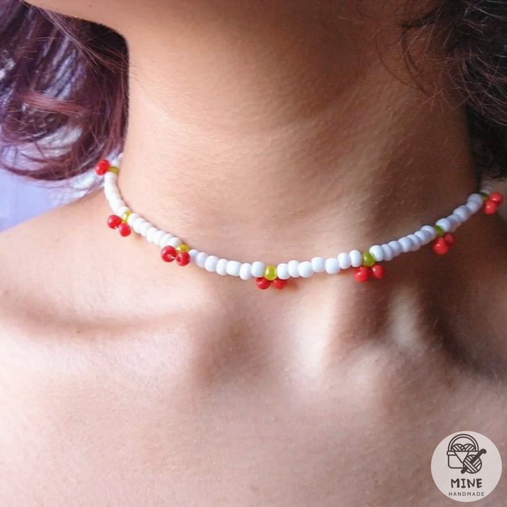 Set nhẫn, vòng tay, dây chuyền hạt cườm trái cây cherry, trái chanh hot trend Hàn Quốc dễ thương