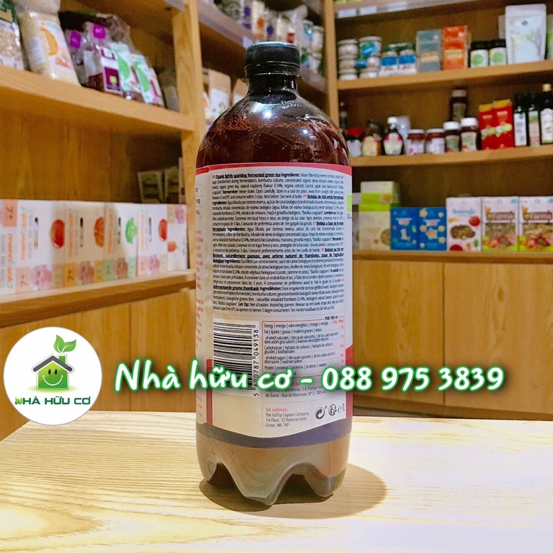 CHAI 1 LÍT - Trà dưỡng sinh Kombucha hữu cơ vị mâm xôi chai 1 lít The Gutsy Captain - Hsd: 18/5/2022 - Nhà Hữu Cơ