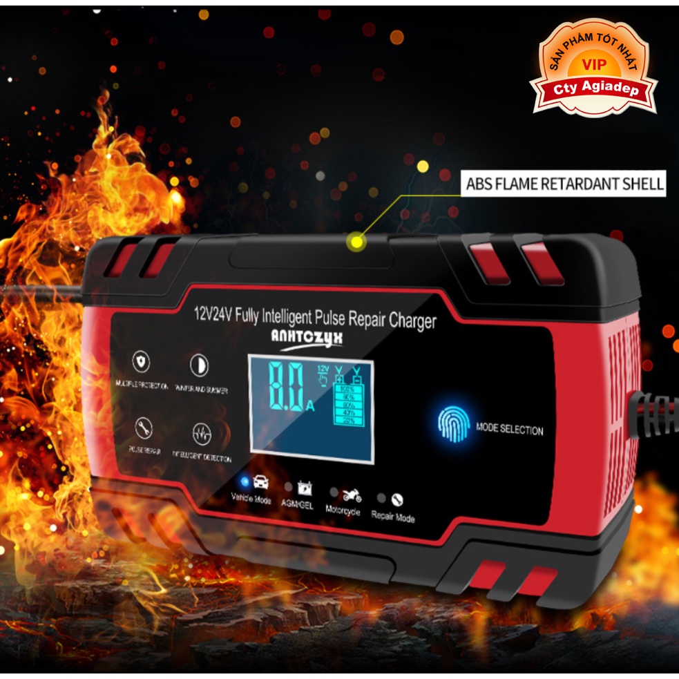Củ Sạc Bình Ắc Quy Ô Tô Xe Máy 12V 24V siêu xịn Giormani J30 cảm ứng Đa năng
