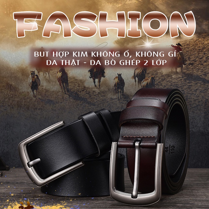 Thắt lưng nam da bò 2 lớp khoá hợp kim không gỉ phong cách cổ điển - TL2203