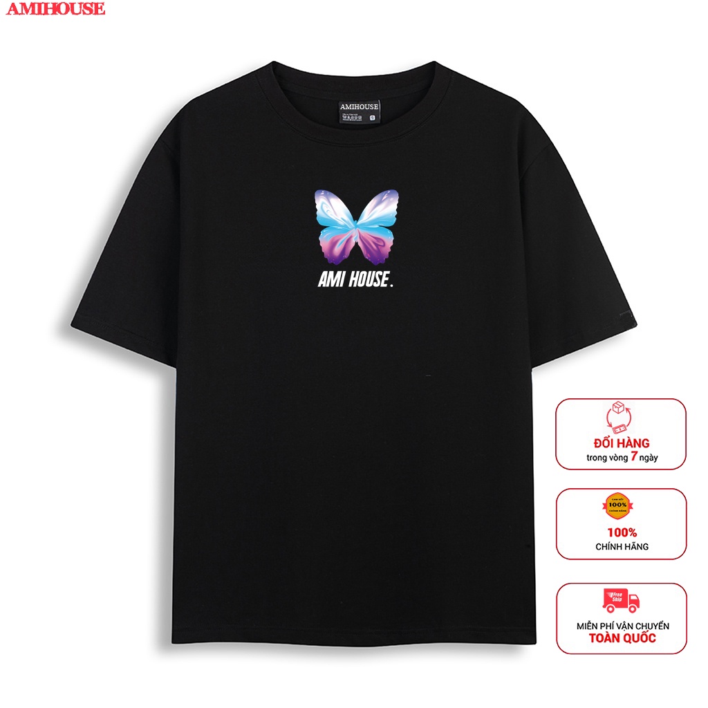 Áo thun tay lỡ AMIHOUSE unisex nam nữ form rộng tay lỡ đẹp vải dày mịn