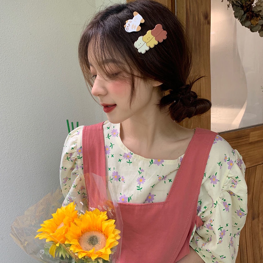 Set 2 Kẹp Tóc Hình Hoa Cúc Nhỏ Dễ Thương Phong Cách Hàn Quốc Cho Bé Gái