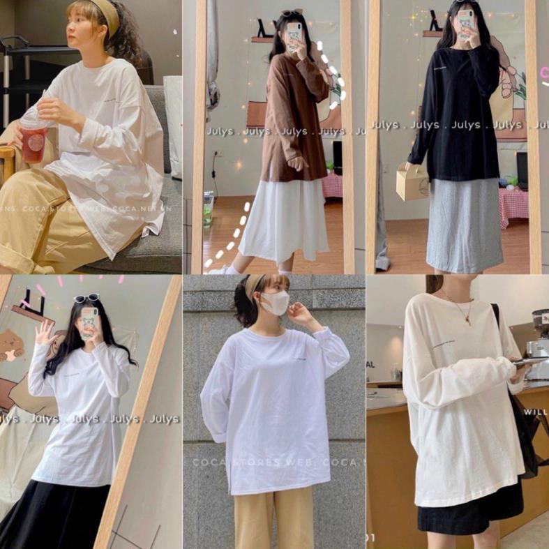Áo thun tay dài kiểu dáng basic hàng nhập quảng châu dễ phối dễ mix free size from rộng nam nữ mặc được ་