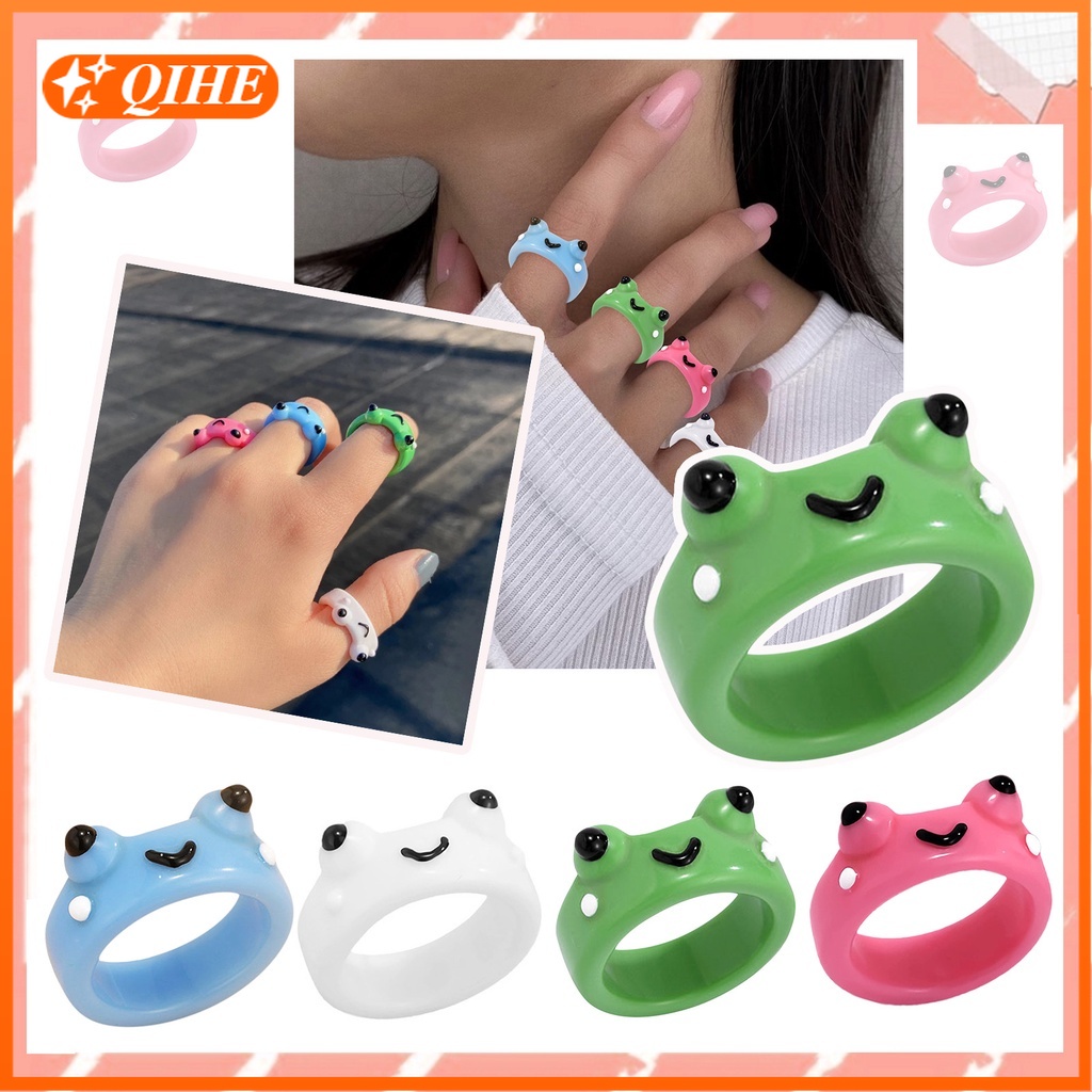 Nhẫn Hình Chú Ếch Dễ Thương 12 Màu Thời Trang Thích Hợp Làm Quà Tặng Cho Bạn Bè