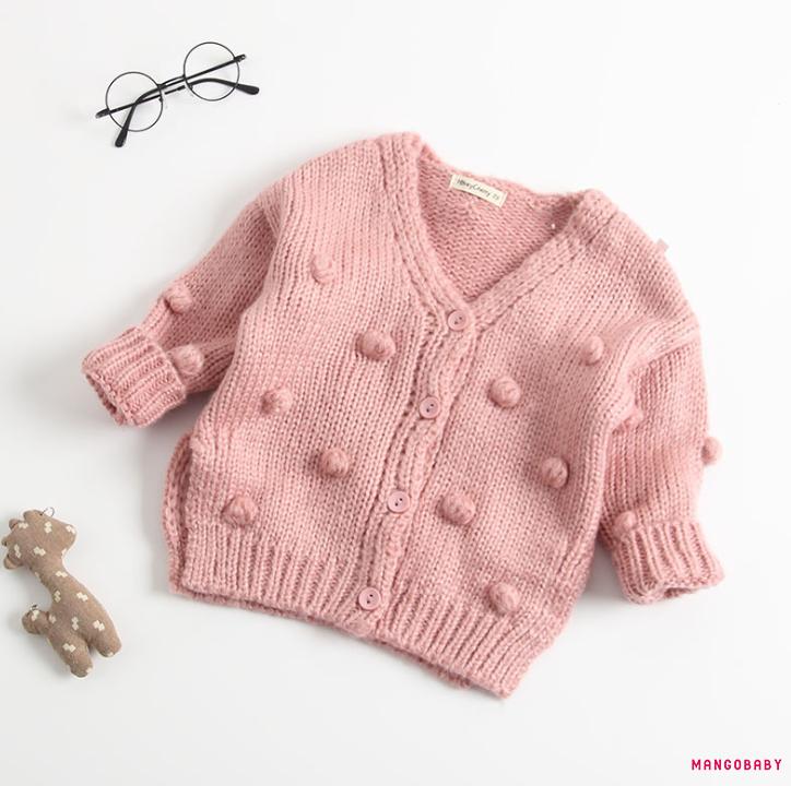 Áo Khoác Cardigan Dệt Kim Tay Dài Cho Bé Gái