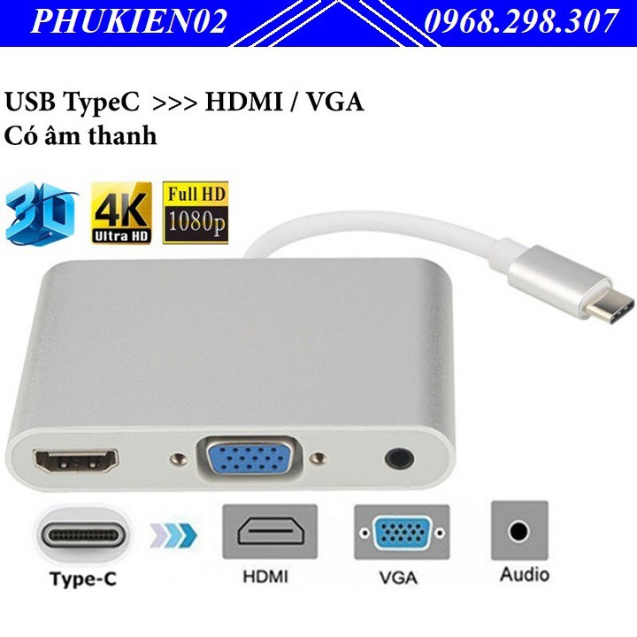 Cáp Chuyển Đổi USB TYPE-C Sang HDMI Và VGA