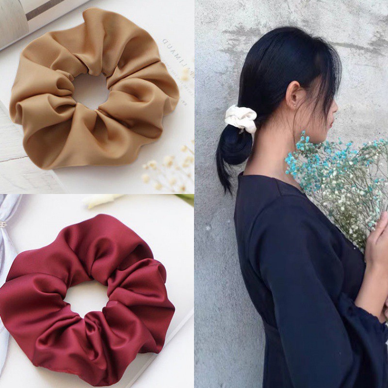 Scrunchies dây buộc tóc vải hàn quốc sắc màu dễ thương