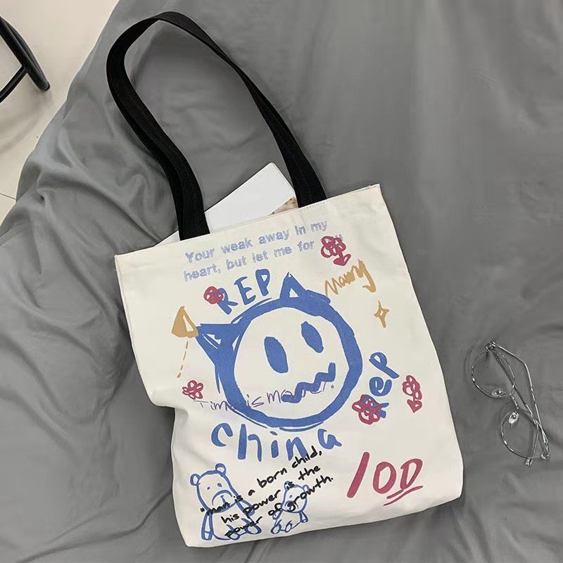 Túi xách canvas cỡ lớn phong cách Hàn Quốc đơn giản thời trang cho nữ