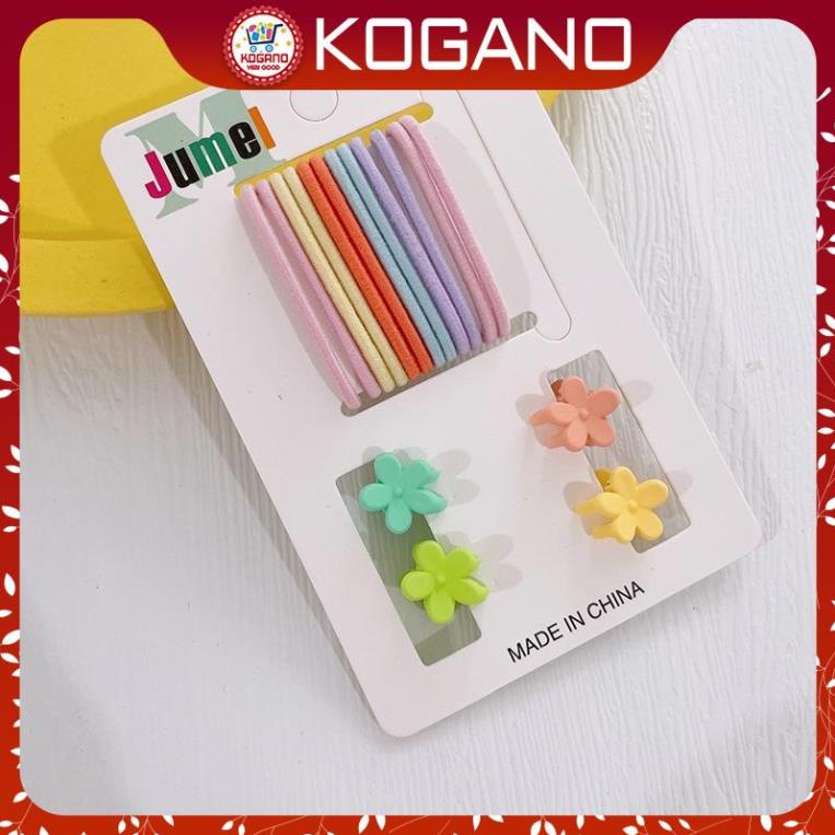 Dây buộc tóc kẹp tóc KOGANO chun buộc tóc kèm kẹp tóc mái thời trang Hàn Quốc bộ 16 chi tiết cho nữ FAH-001314