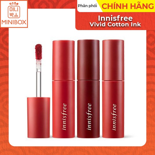 SON TINT LÌ KHÔNG KHÔ MÔI INNISFREE VIVID COTTON INK | Màu #1 #8 #11 #12