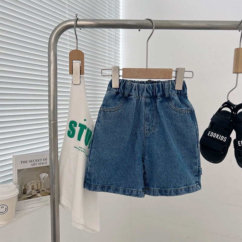 Quần Short Denim Mỏng Thoáng Khí Màu Trơn Phong Cách Đường Phố Hàn Quốc Thời Trang Mùa Hè Hàng Mới Dành Cho Bé Trai Gái 2022