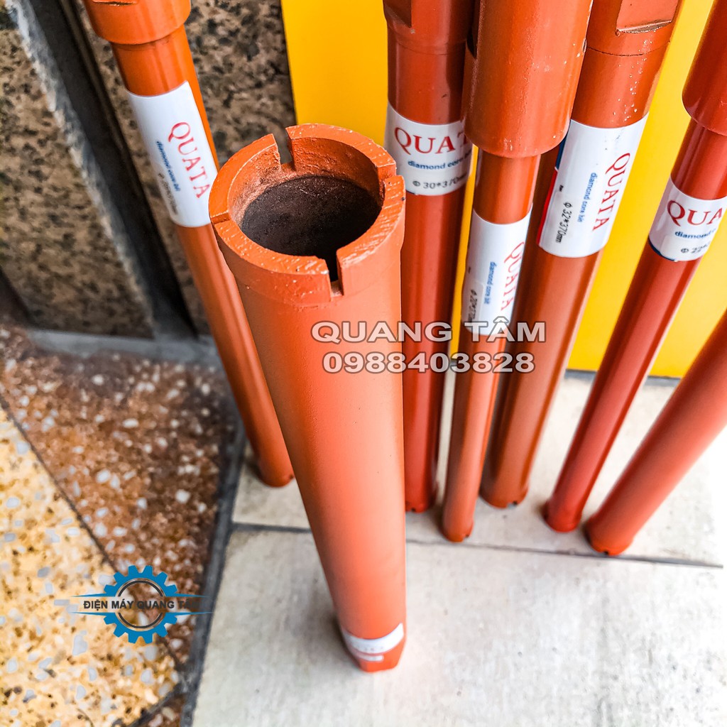 Mũi Khoan Rút Lõi Bê Tông phi từ 18 - 20 - 22 - 25 - 27 - 30 - 32 - 36 mm x 370mm QUATA
