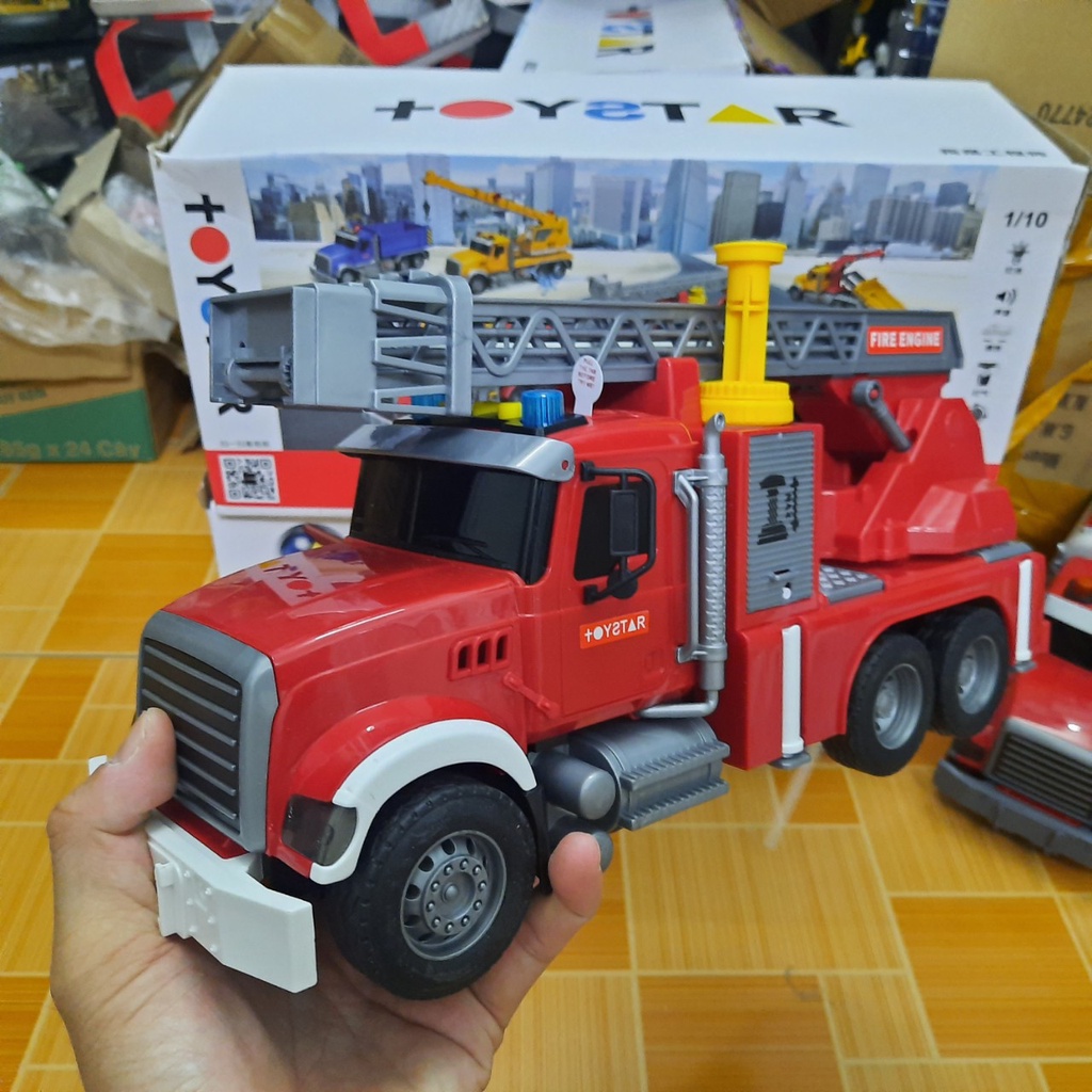 Mô hình xe cứu hỏa cỡ lớn đồ chơi trẻ em xe có âm thanh và đèn phun nước thật