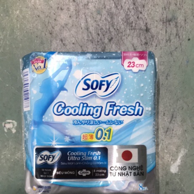 Bịch 6 Gói Băng Vệ Sinh Sofy Cooling Fresh Ultra Slim 8 Miếng 23cm Siêu Mỏng Cánh