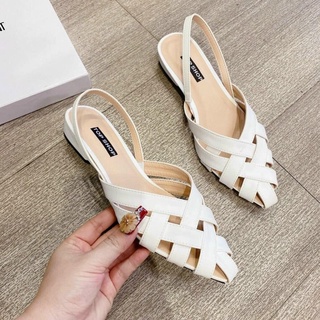 Giày Sandal nữ mũi nhọn cao cấp quai rọ đan 3 màu hàng có sẵn