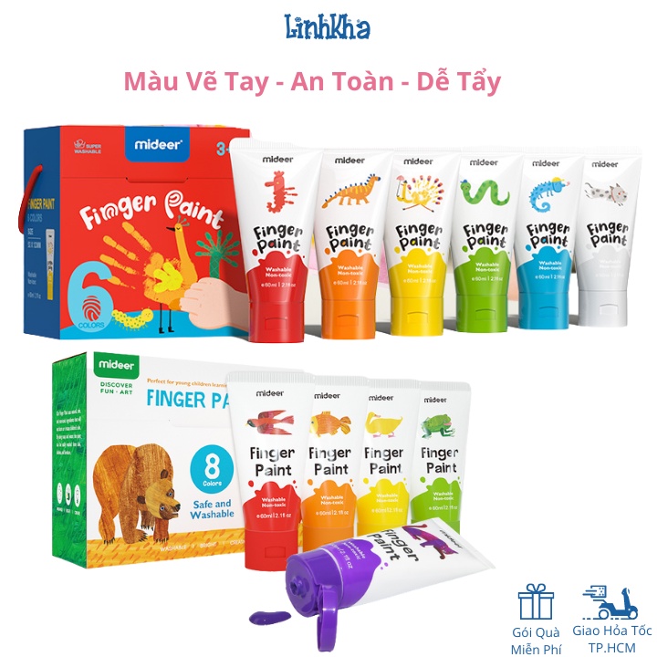 Mã LIFEXANH03 giảm 10% đơn 500K Màu Vẽ Tay Mideer Finger Paint An Toàn Dễ