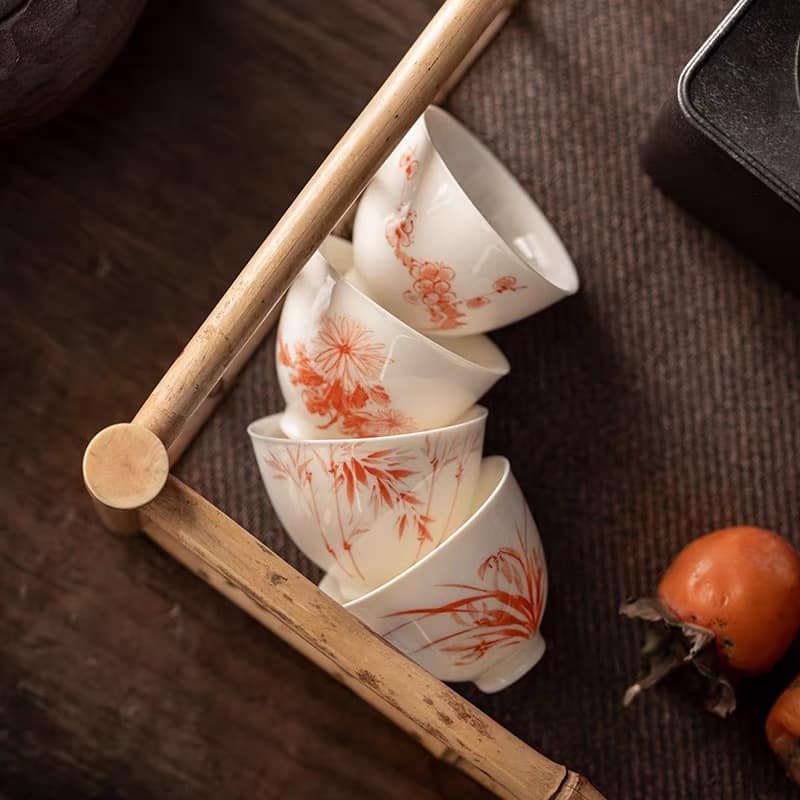 Chén uống trà sứ phấn thái-chén uống trà đẹp