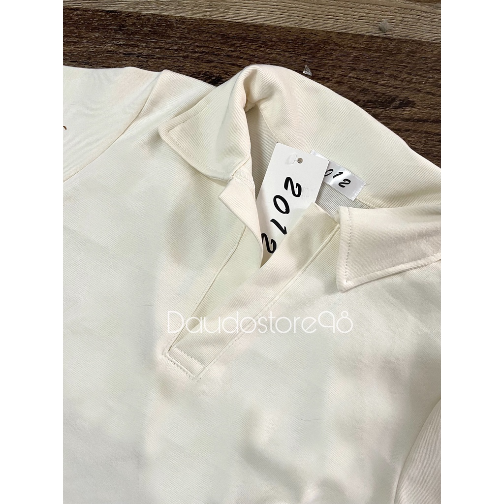 Bộ đồ nữ len tăm Body quần giả váy kaki xếp ly co giãn Áo Polo nữ len tăm quần giả váy xếp li