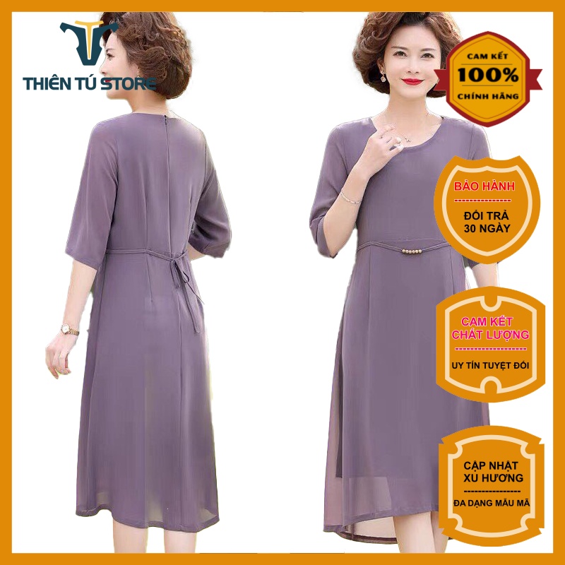 Đầm nữ trung niên dự tiệc sang trọng  Thiên Tú chất thoáng mát nhẹ , kiểu dáng lịch sự kín đáo tôn dáng