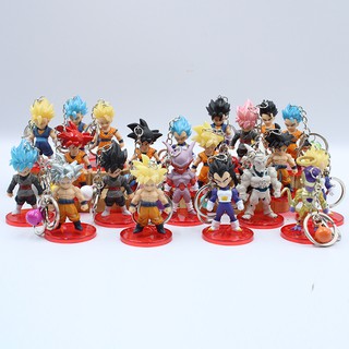 Móc khóa 3D nhân vật 7 viên ngọc rồng có chân đế (Dragon Ball) Songoku Cadic Vegeta Fide...