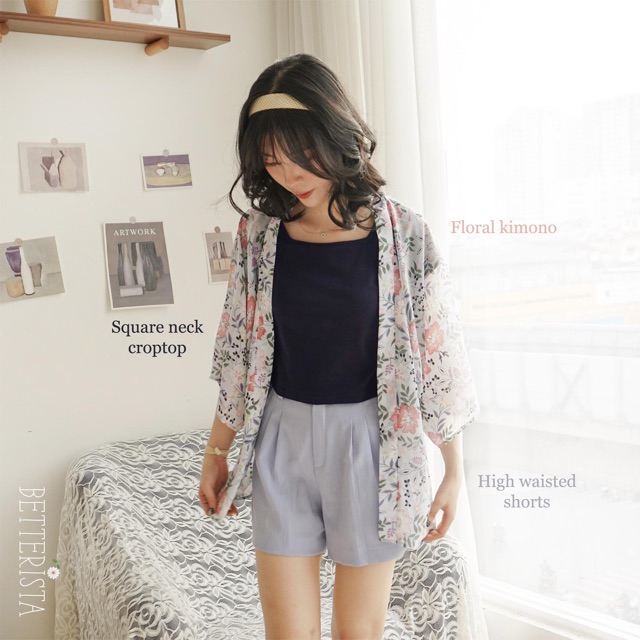 [Mã SKAMCLU7 giảm 10% tối đa 50K đơn 0Đ] Kimono Hoa kem/xanh hoa lá | BigBuy360 - bigbuy360.vn