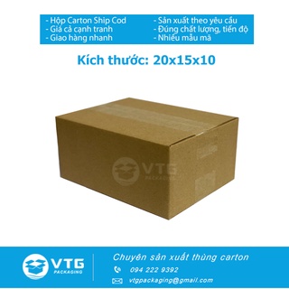 20x15x10 Combo 100 hộp carton, thùng giấy cod gói hàng, hộp bìa carton đóng hàng giá rẻ