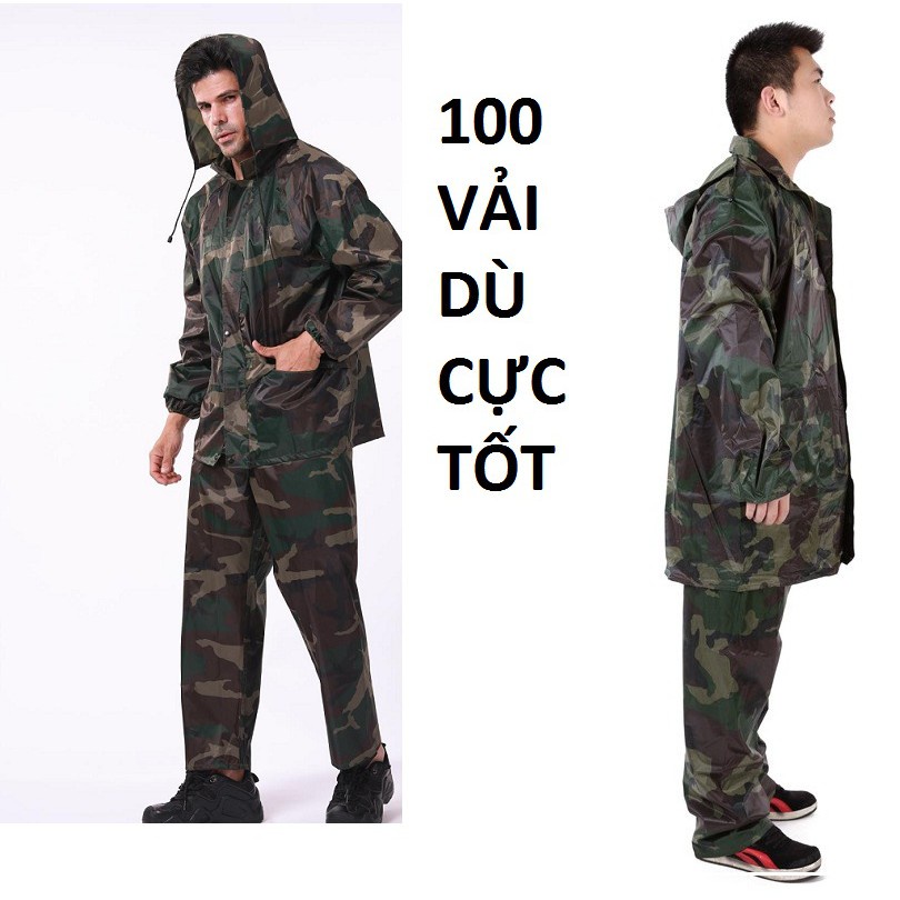 ✔┅✉(có túi đưng đẹp ) ÁO MƯA BỘ VẢI DÙ 100%HỌA TIẾT LÍNH CỰC NGẦU(NAM NỮ ĐỀU MẶC ĐƯỢC)Bộ Quần Màu Rằn