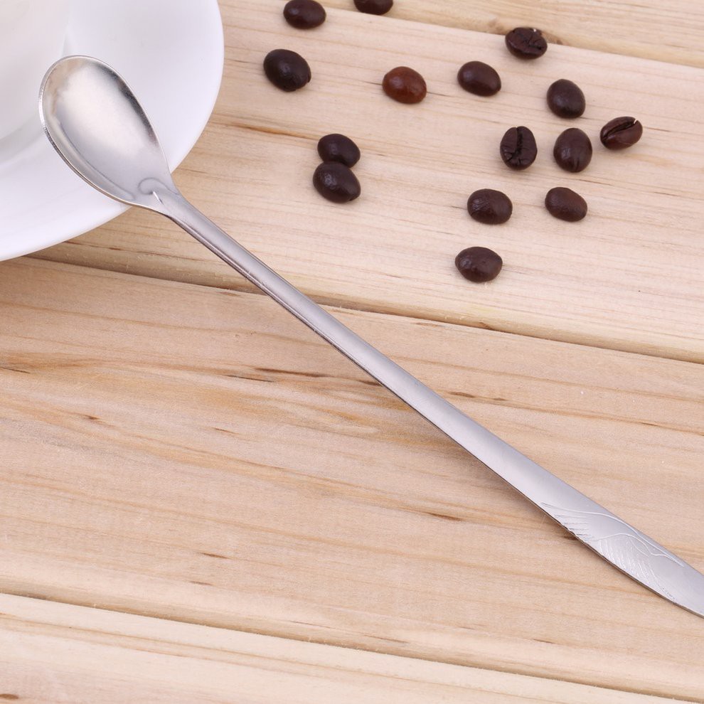 Muỗng Khuấy Cà Phê Bằng Thép Không Gỉ Cán Dài Xinh Xắn Tiện Dụng
