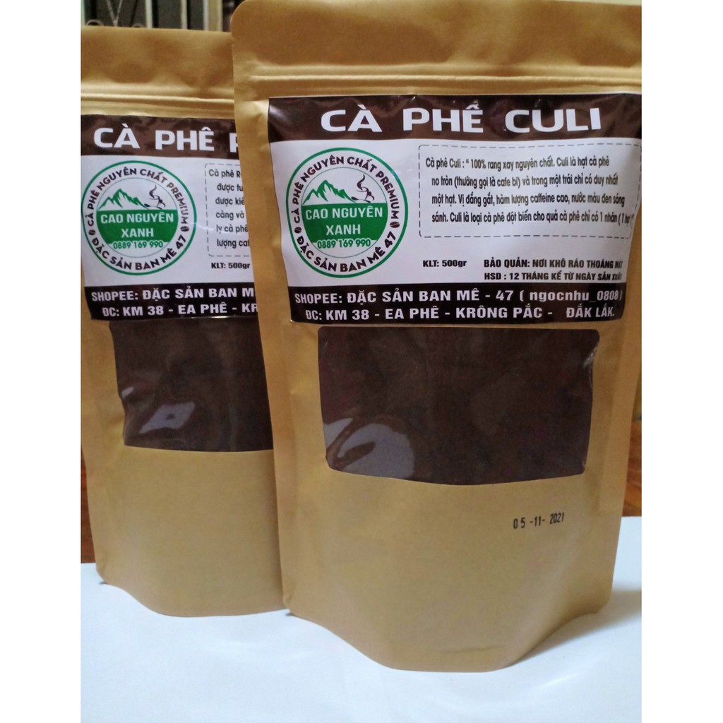 CÀ PHÊ CULI MỘC RANG XAY NGUYÊN CHẤT ĐĂK LĂK 500GR - Cà Phê Bột Nổi Tiếng Buôn Ma Thuột - Đặc Sản Đắk Lắk