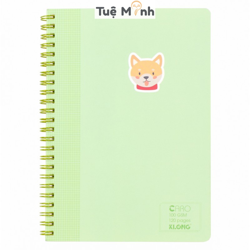 Sổ lò xo kép Caro ô vuông 120 trang  A5 Klong Ms 535 bìa Pastel giấy 100gsm dày dặn, vở Klong bìa cute