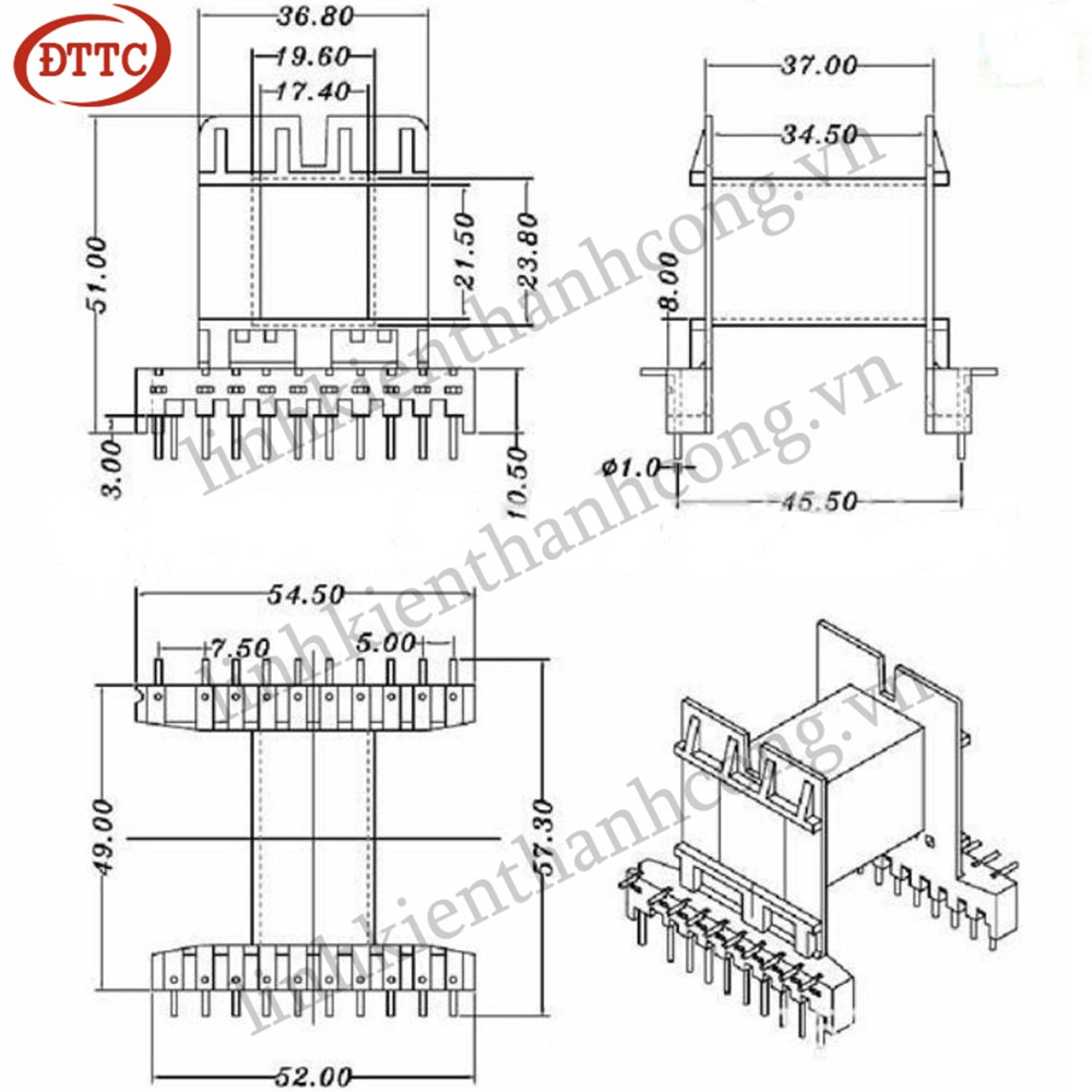 Khuôn Nhựa EE55 Nằm (10+10)