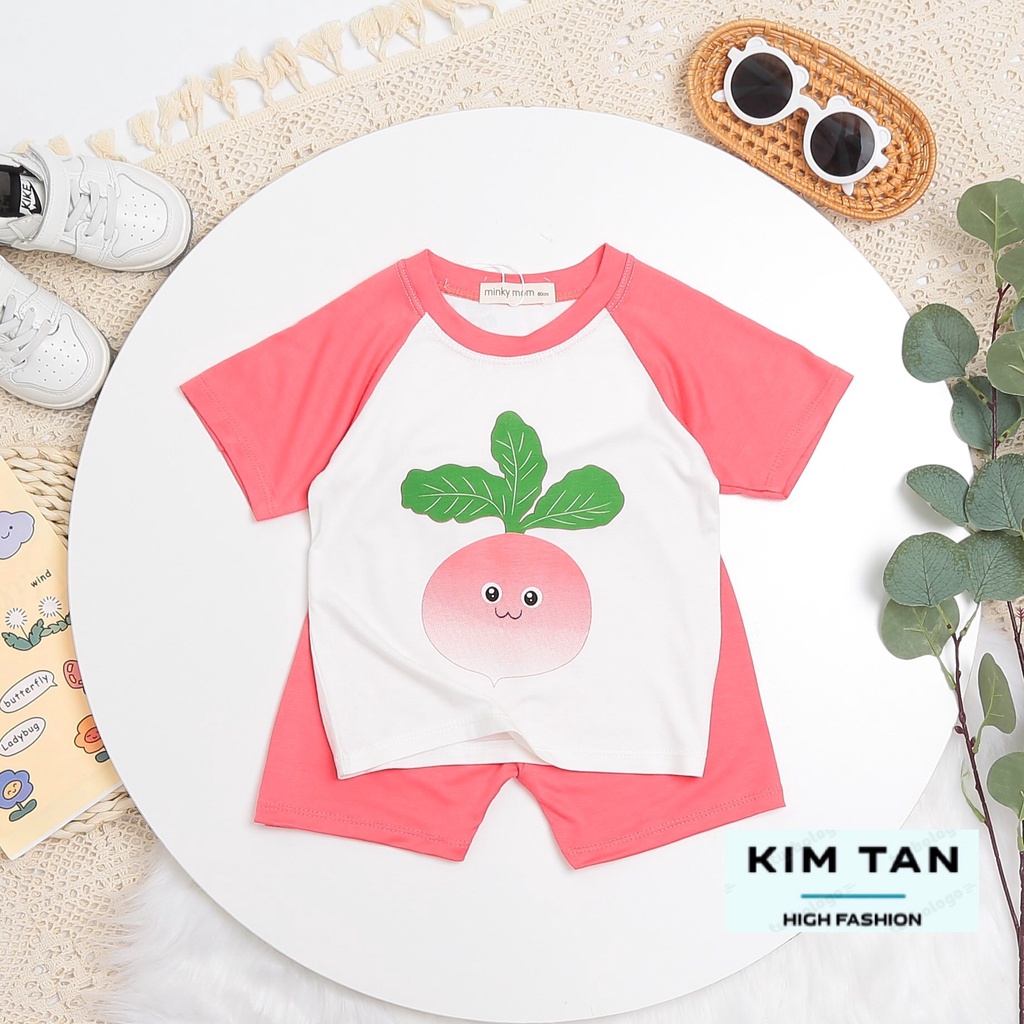 Bộ Cộc Tay MINKY MOM Rau Củ  ⚡FREESHIP⚡ Chất Thun Lạnh Cho Bé Trai, Bé Gái Thoải Mái Thoáng Mát Ngày Hè