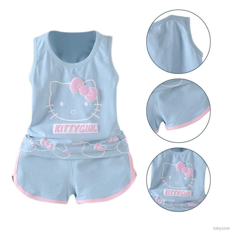 Bộ áo ba lỗ + Quần đùi in hình Hello Kitty cho bé gái