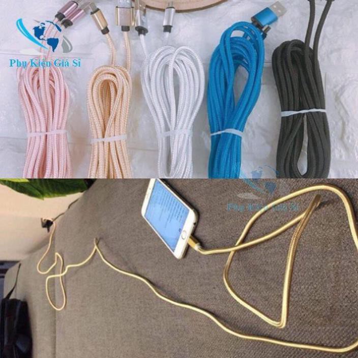 Dây Sạc Iphone Dài 3m,Dây Sạc Android Dài 3m Bọc Dù Siêu Bền