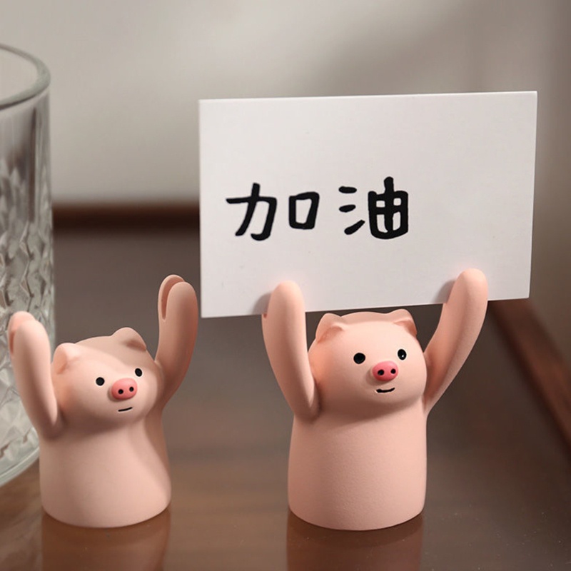 Aoto Giá Đỡ Giấy Ghi Chú / Thẻ Ghi Chú Hình Chú Heo Hoạt Hình Dễ Thương Bằng Nhựa Resin Trang Trí Nhà Cửa Off