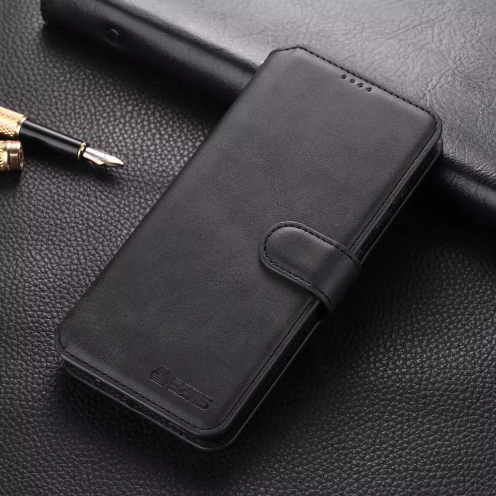 Bao da ốp lưng điện thạ iPhone 11 12 13 mini pro max x xs max kèm ví có ngăn để tiền, ảnh, thẻ, khóa nam châm - azns