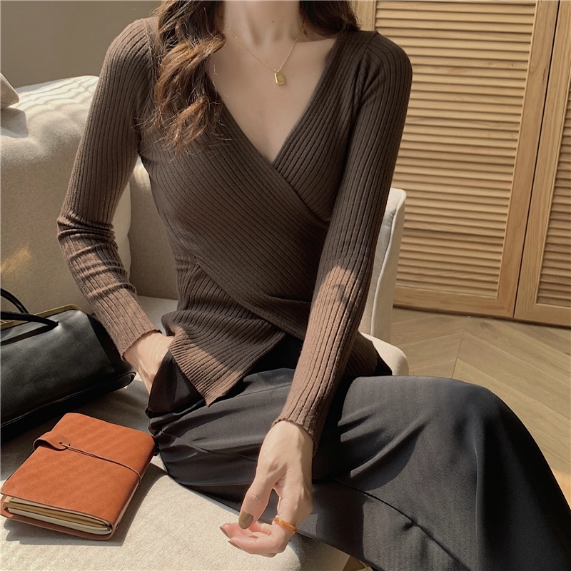 Áo Sweater Cổ Chữ V Thiết Kế Tôn Dáng Quyến Rũ