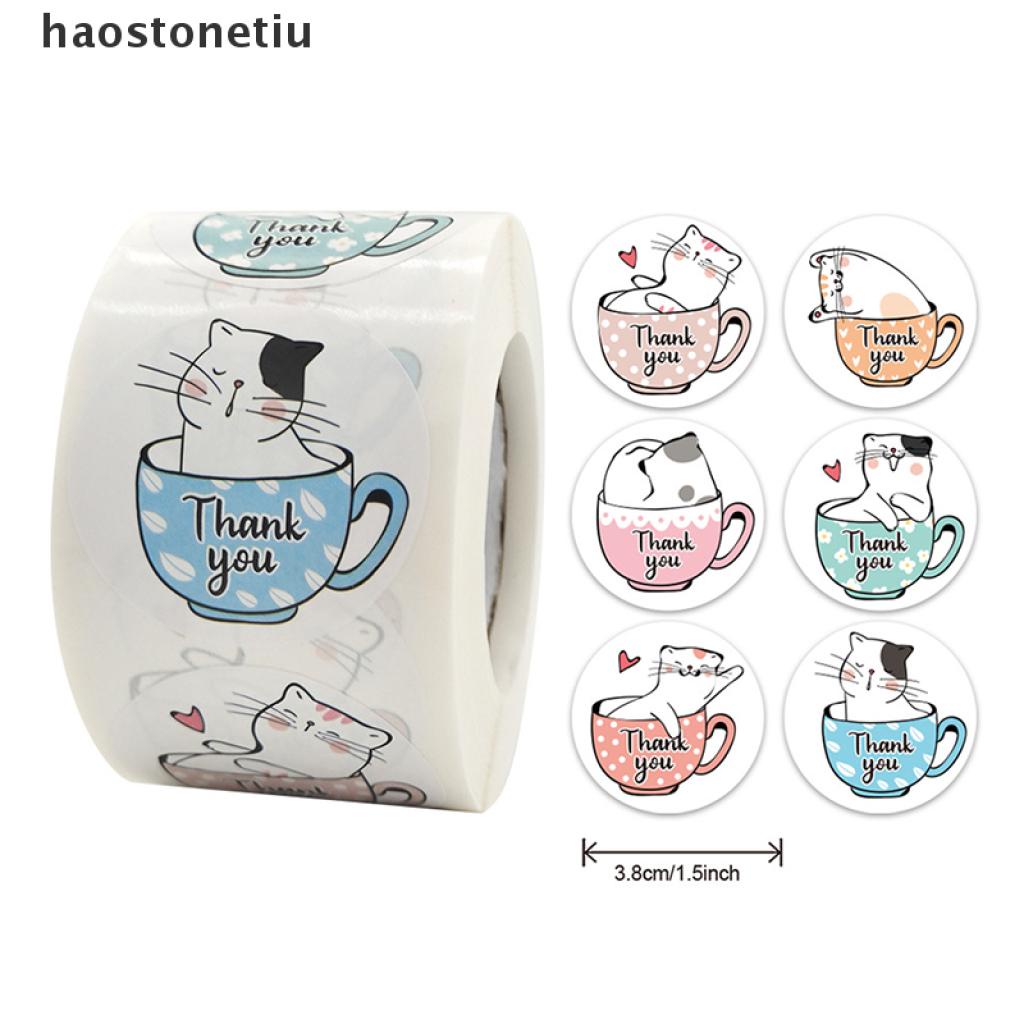Cuộn 500 Miếng Dán In Chữ Thank You Hoạt Hình Dễ Thương Cho Bé
