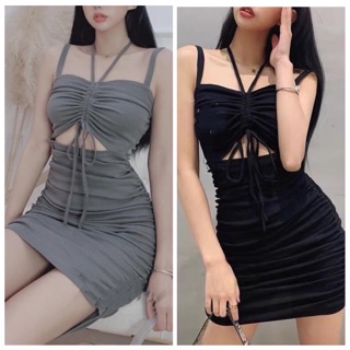 Váy nữ đầm body 2 dây rút dây ngực rúm sườn váy nữ đầm body sang chảnh Annastore 💓