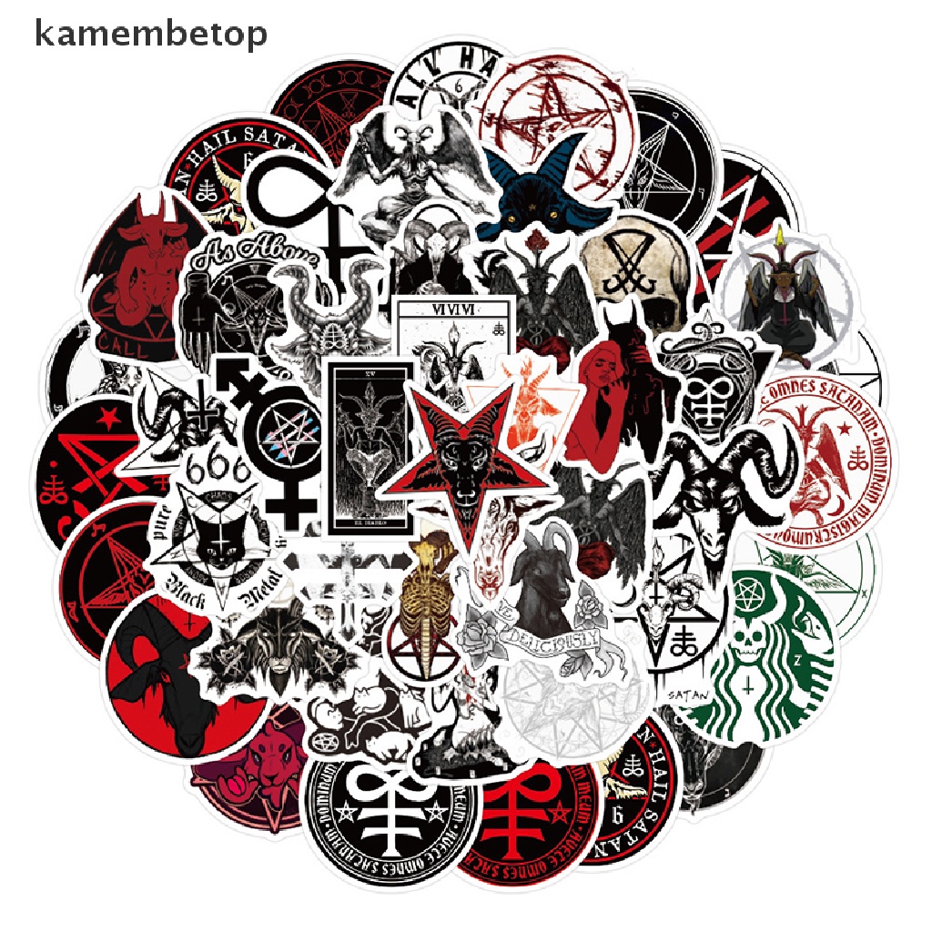 Set 50 miếng dán trang trí hình ác quỷ graffiti hỗn hợp phong cách gothic dành cho máy tính xách tay đàn guitar hành lý