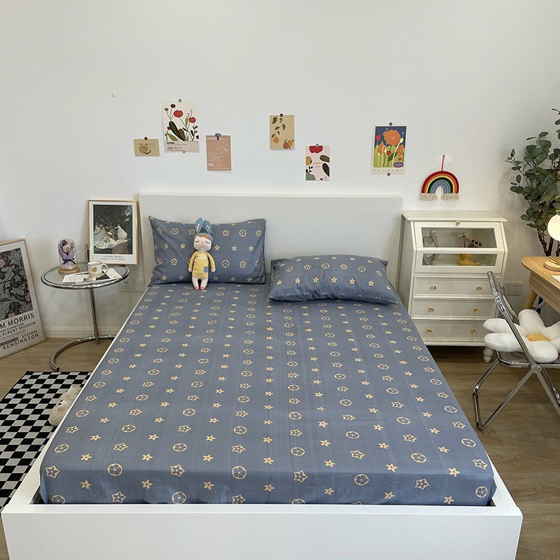 Bộ ga giường cotton poly kèm 2 vỏ gối nhập khẩu 3 món nhiều mẫu lựa chọn 1m6 1m8
