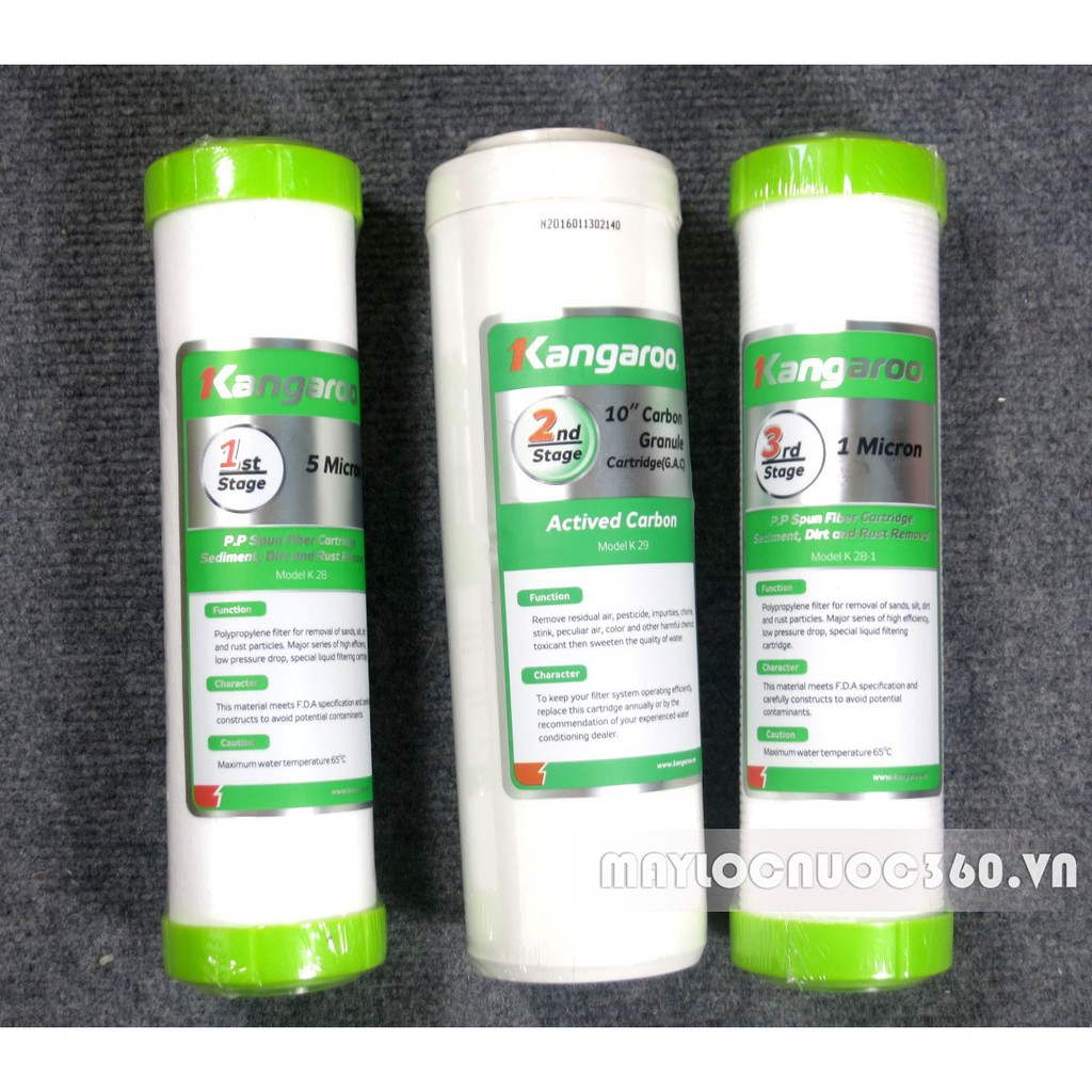 Giá Sốc Bộ 3 lõi lọc kangraroo chính hãng dập chìm lõi 1,2 và 3