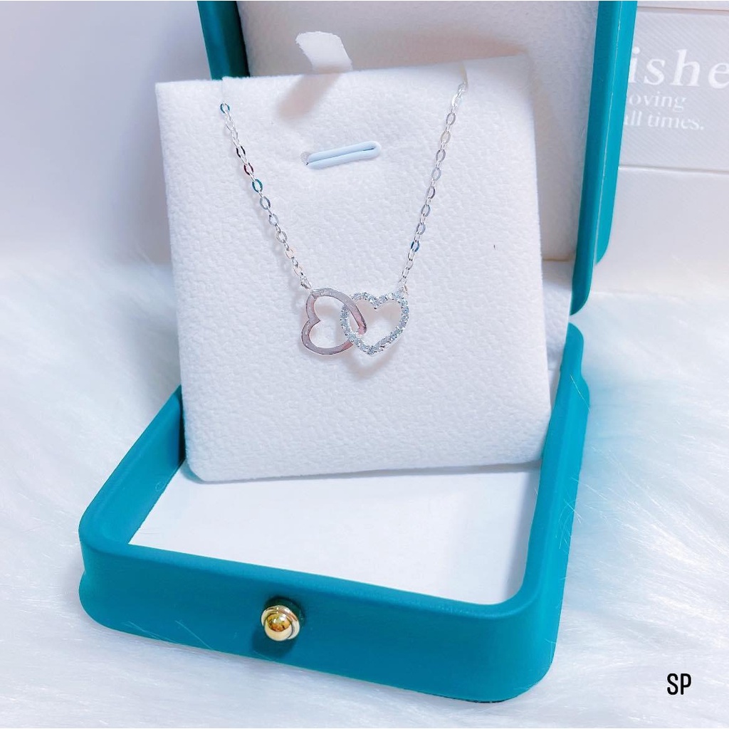 Dây chuyền bạc nữ cao cấp đính đá tim lồng đẹp cá tính - Kho sỉ bạc Nhất Linh