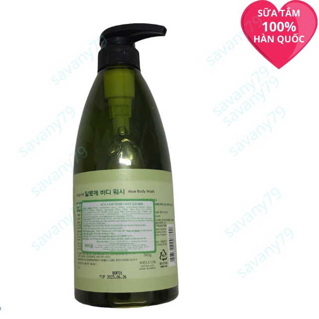 ✔Sữa tắm lô hội làm trắng da Aloe Body Wash 750ml hàng chính hãng Hàn Quốc