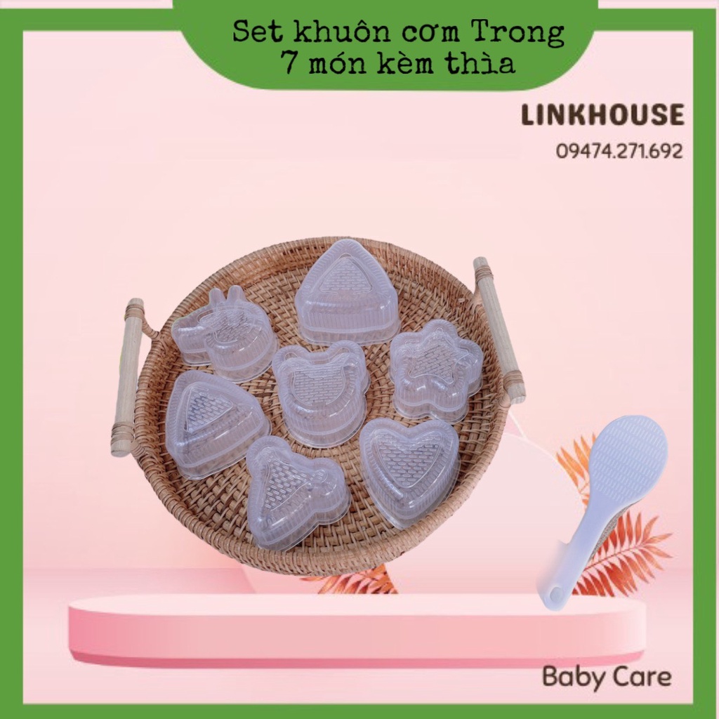 Khuôn Ép Cơm, Tạo Hình Cơm Nắm Mẫu Tam Giác, Tim, Hoa,Mickey Cho Bé