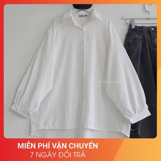 [FREESHIP] Áo sơ mi trắng tay bồng 24APRIL 🌸 Chất thô lụa form oversize 🌸